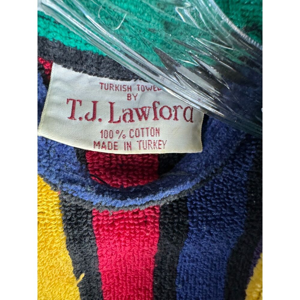 TJ Lawford Robe OS Turkish Rainbow Striped Heavy Terry Cloth Bathrobe *FLAW* - Picture 5 of 5